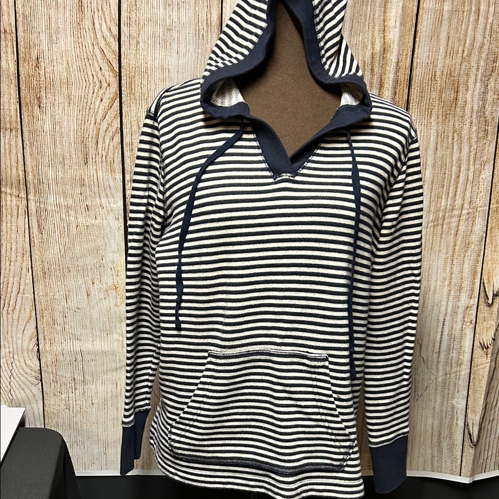 Striped Navy and White Hooded Sweater